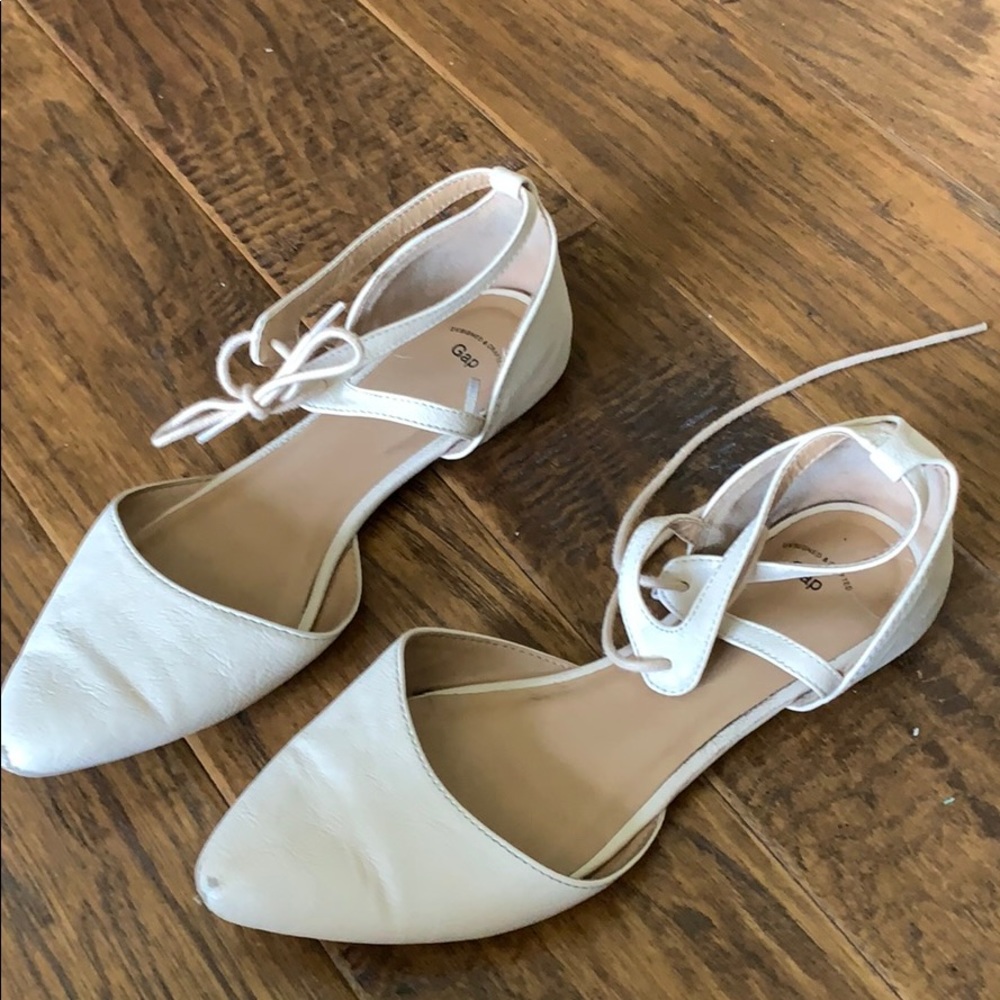 pointed, tan lace up sandals